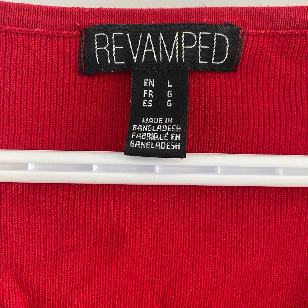 Vibrant Red V-Neck Sweater - Picture 4 of 4